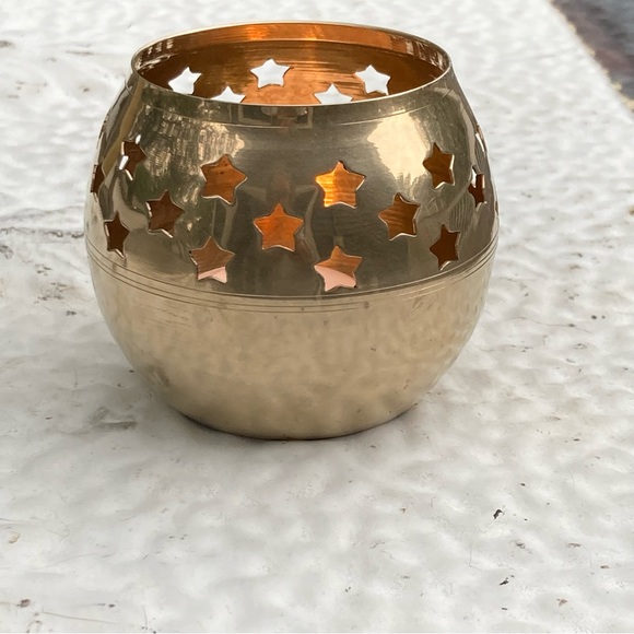 Vintage Accents Brass Candle Holder With Star Cut Outs Poshmark
